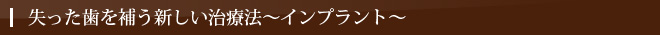 失った歯を補う新しい治療法～インプラント～